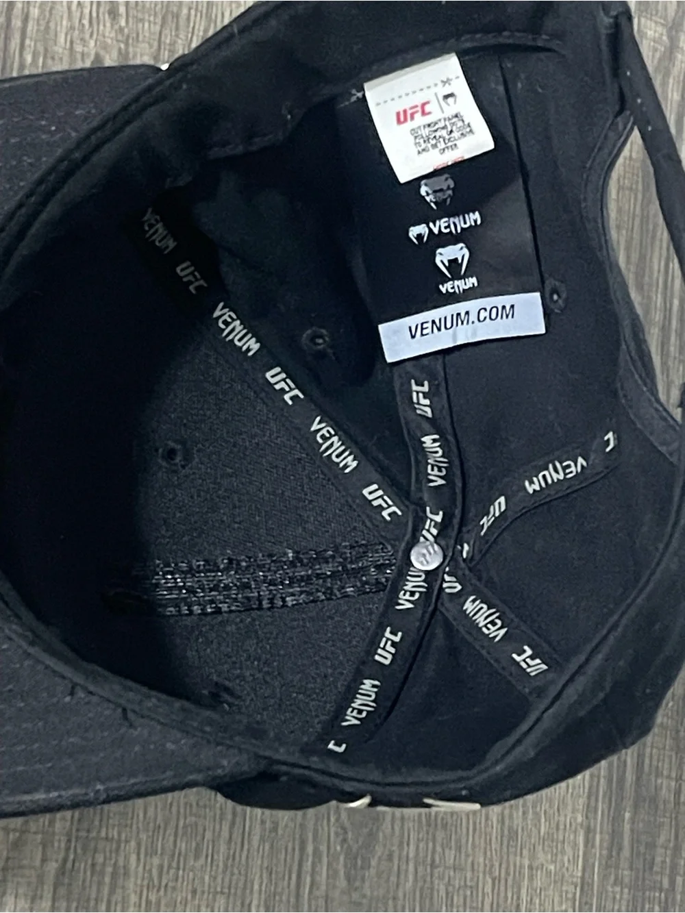 UFC Black Cap with White Logo and Accents